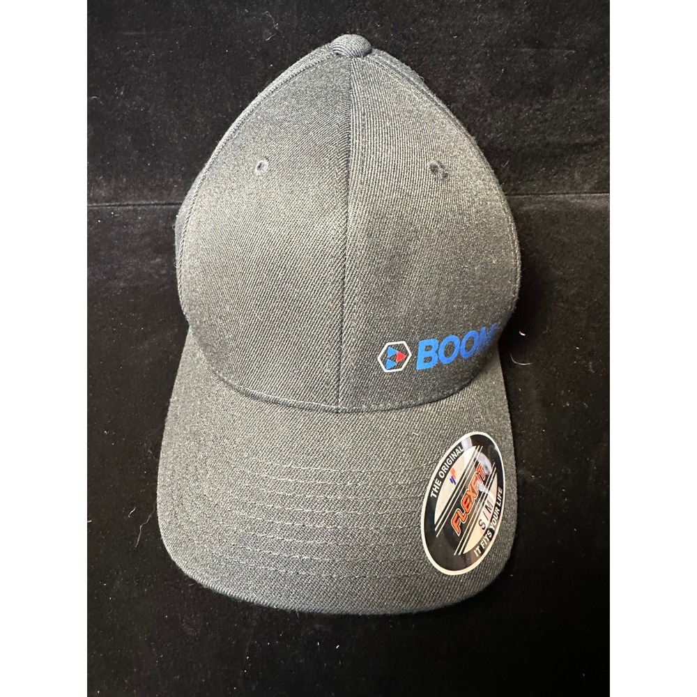 Flexfit Boom Logo Baseball Cap Charcoal Gray Wool Blend Hat SM Mens Womens